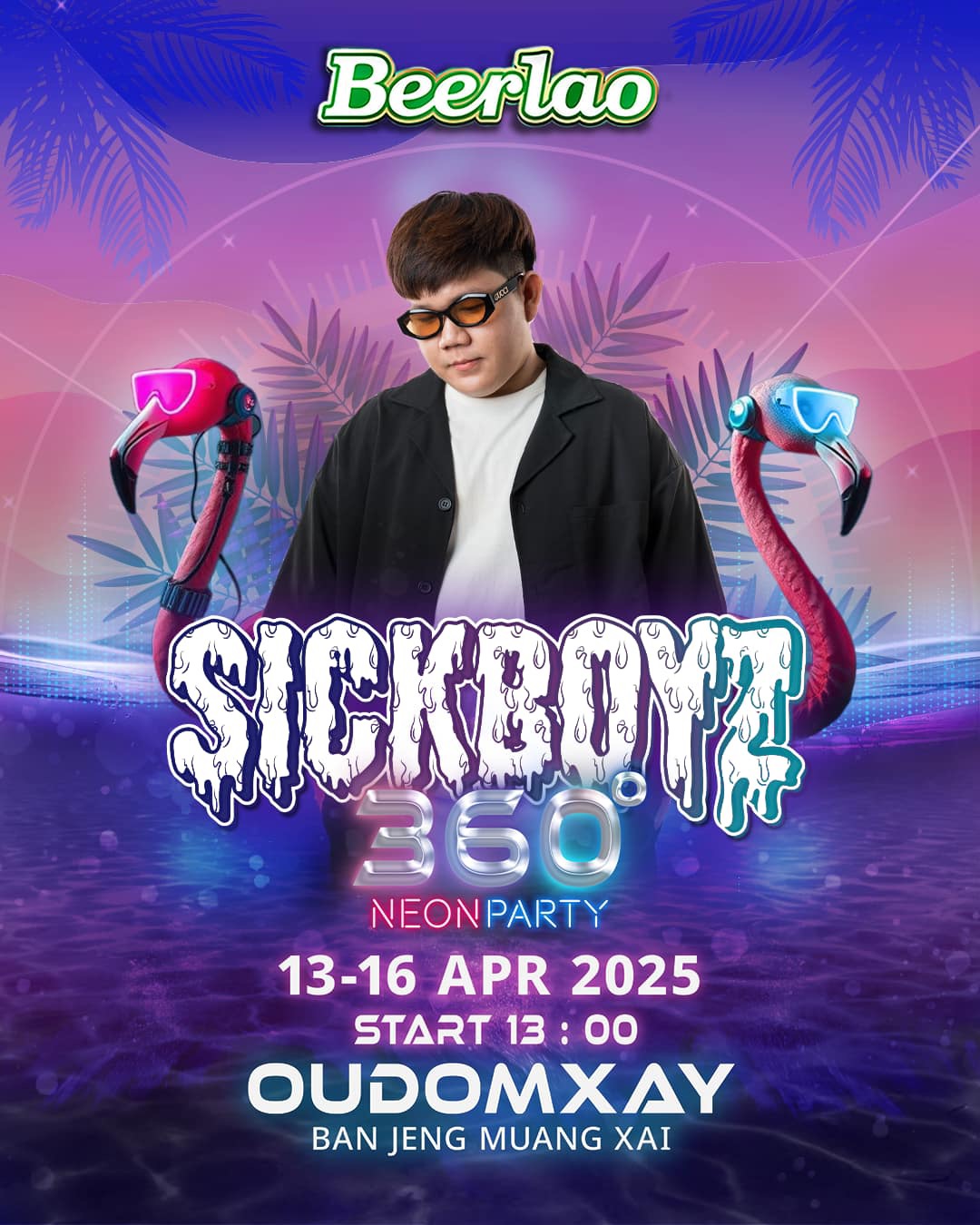 Beerlao · 360 Neon Party event poster featuring SICKBOYZ